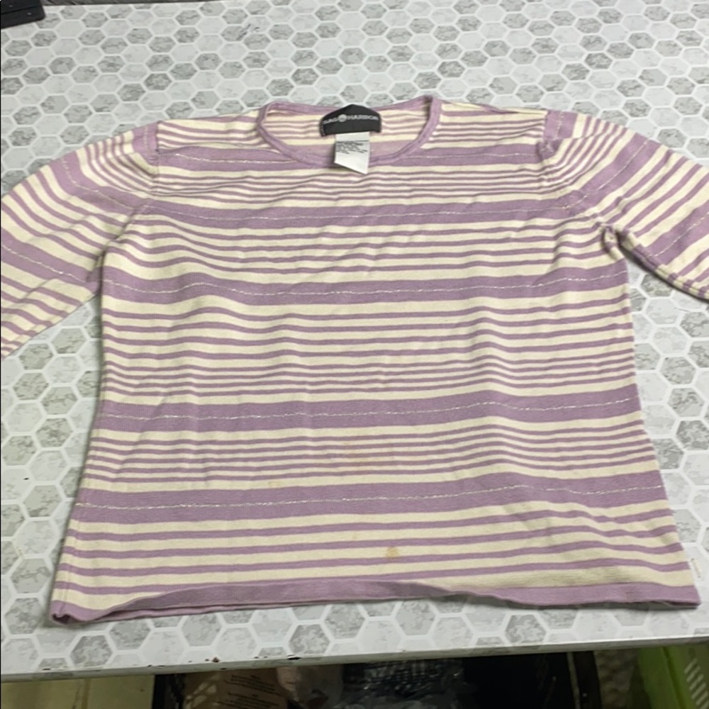 Sag Harbor Small Purple Striped 3/4 Sleeve